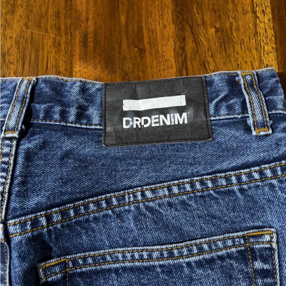 Dr. Denim High-Rise Dark Blue Jeans with Contrast Stitching